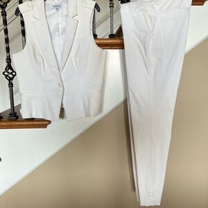 bebe off White Sleeveless vest size 8 and Trousers size 6 Set
